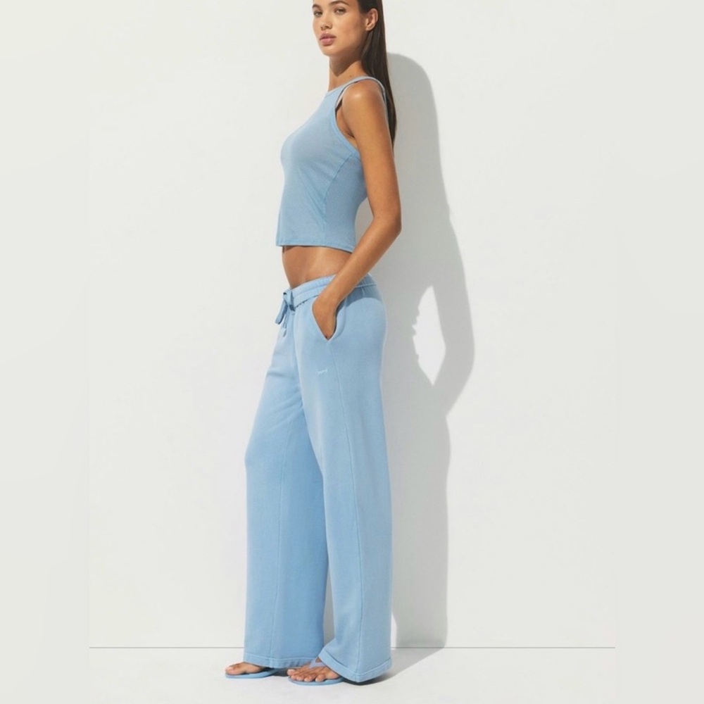 SKIMS Light Blue Wide-Leg Track Pants - Picture 3 of 5